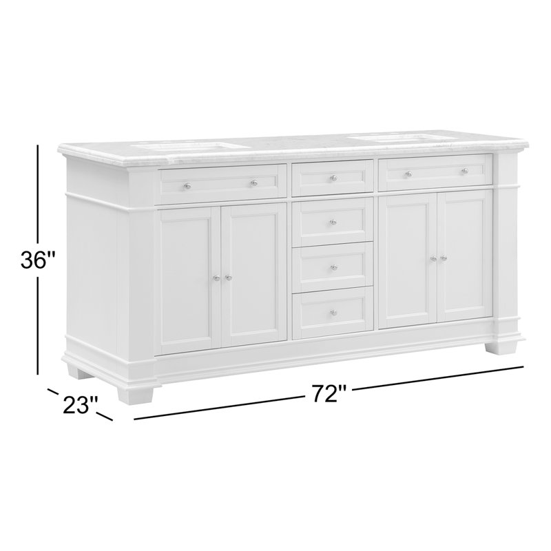 Claridge 72" Double Bathroom Vanity Set, White