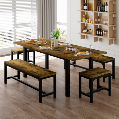 Halence 5-Piece Extendable Dining Table Set for 4-8 People
