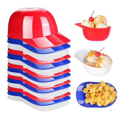 Restaurantware-Mini Serve 8.5 Ounce Baseball Helmet Ice Cream Bowls, 10 Disposable Sundae Bowls - Sturdy, Stylish, Blue Plastic Baseball Cap Bowl, Serve Snacks, For Sports Themed Birthday Parties