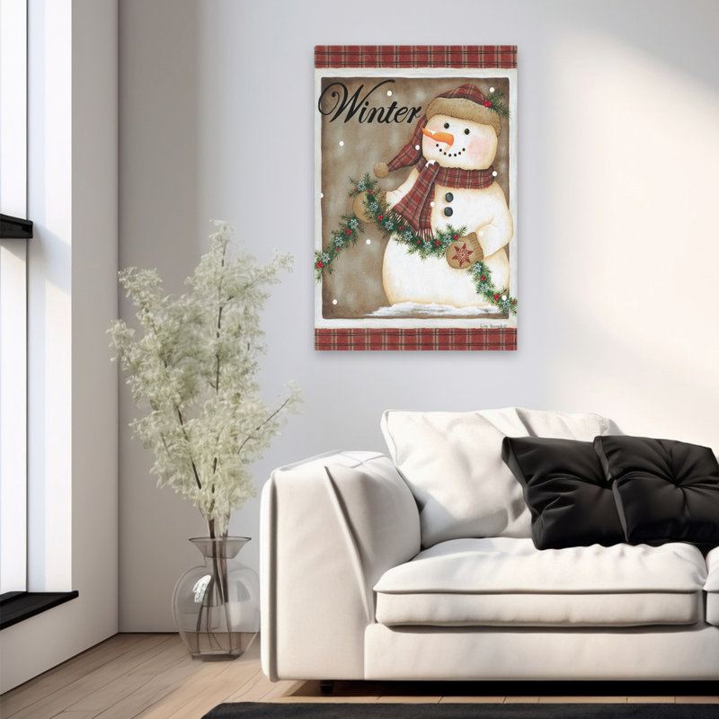 Art primitif - décorations de Noël de bonhomme de neige festif contemporain, H 36 po x l 24 po