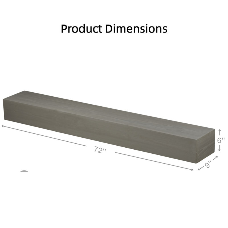 72'' Extra-wide Fir Wood Fireplace Mantel – Wall-mounted/floating Shelf For Large Living Rooms | Flat Surface, Rustic Modern Design