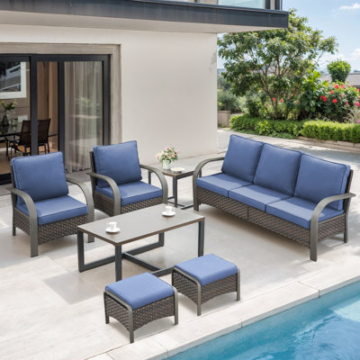 Ensemble de meubles d'extérieur avec coussins 6 pièces Bobra