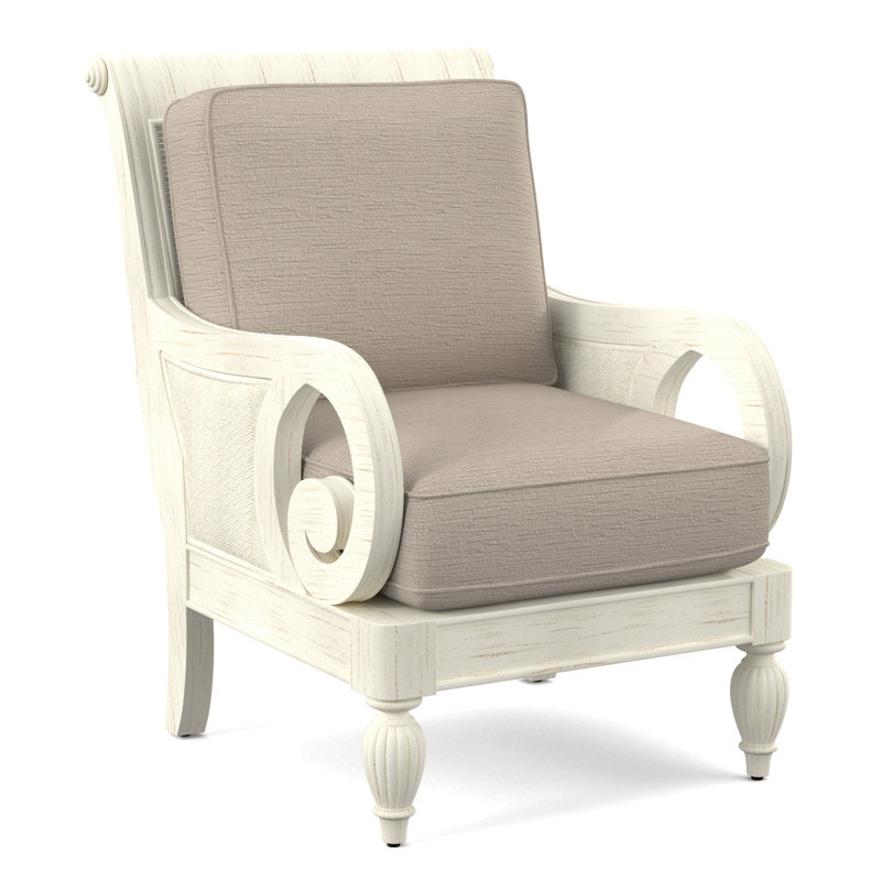 Grand View 71.12Cm Wide Armchair, White Textured Performance; 0865-91, Antique Frost White Finish