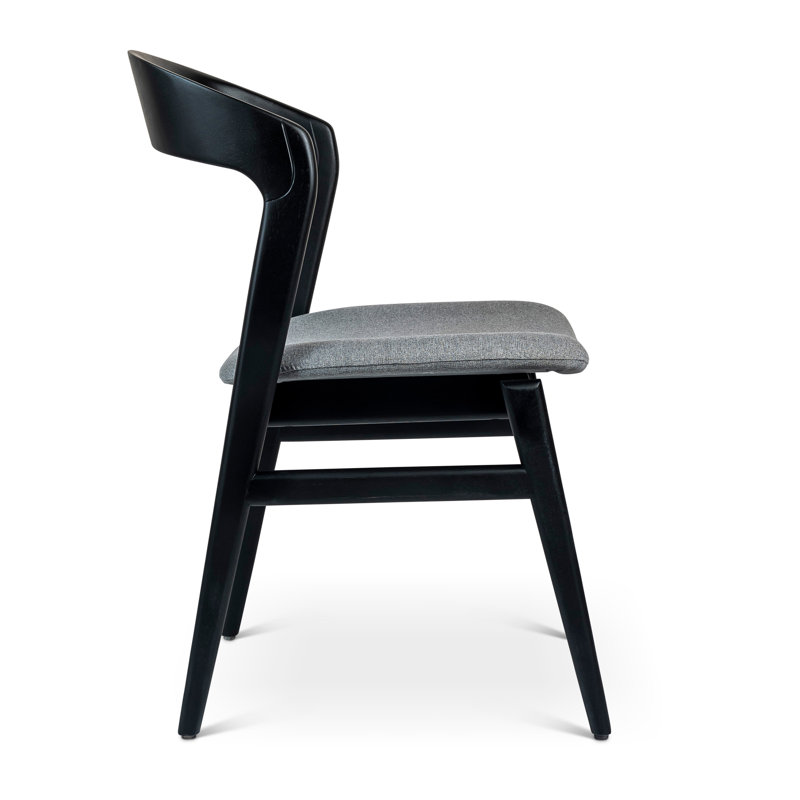 Modern Brazilian Upholstered Dining Chair, Ebano/Gray