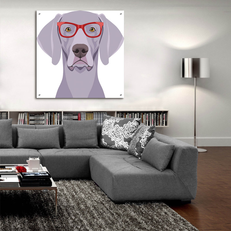«Weimaraner Porter Hipster Glasses 1» par Furbaby Affiliates, H 36 po x l 36 po x P 0,2 po
