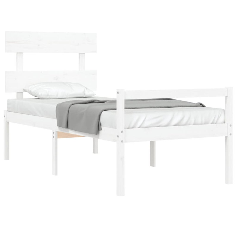 Bed Frame with Headboard, European Single (90 x 200cm), White