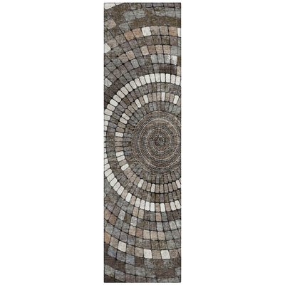 Machine Washable Indoor/Outdoor Husby ACN2216 Geometric Rug