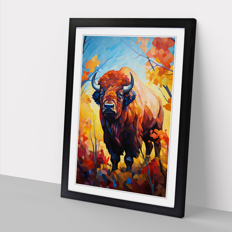 Buffalo Cubism Art - Framed Print, Black Framed, 34cm H x 25cm W x 2cm D