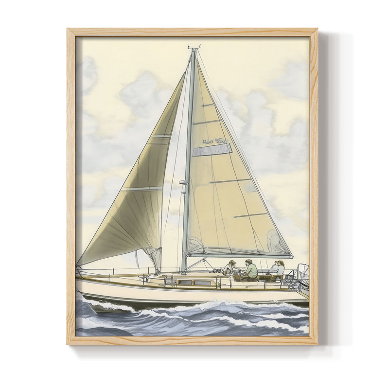 NAUTICAL Series CxxIV, reproduction encadrée - bois massif, H 21 po x l 17 po