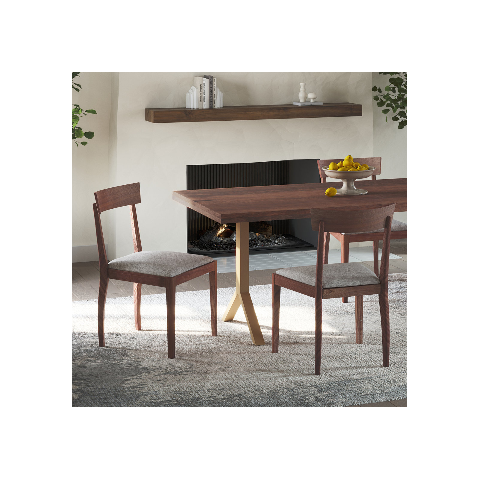 Holmes Ladder Back Side Chair, Brown Peformance Basketweave