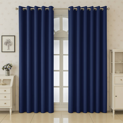 Aspire Homeware 100% Polyester Room Darkening Blackout Eyelet Curtains (Set Of 2)