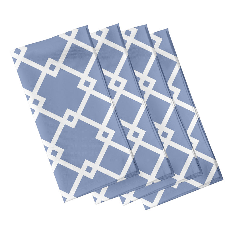Latatia Polyester Geometric Square Napkin, White