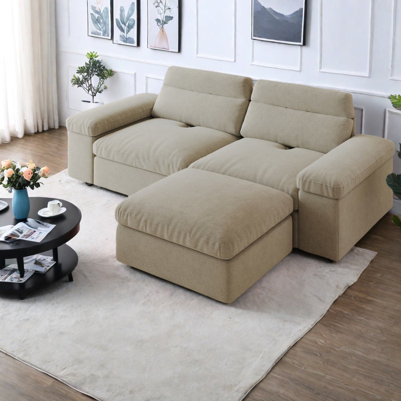 Spacious Modular Sofa, Polyester Blend Comfort With Storage, Modern Home Living