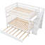 Lit superposé blanc double / double avec lit gigogne et escalier-425212684