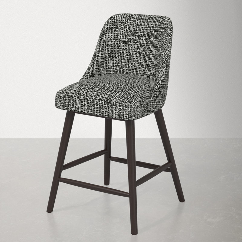 Tabouret Gallie, Espresso, Tabouret de comptoir (siège d'une hauteur de 27 p, Tweed poivre moderne