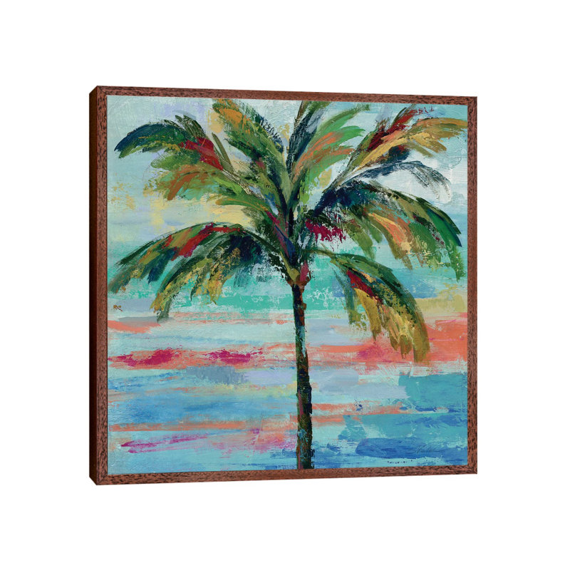 California Palm II 1 Piece Wrapped Canvas Wall Art, 45.72 cm H x 45.72 cm W, Classic Wood Floater Framed