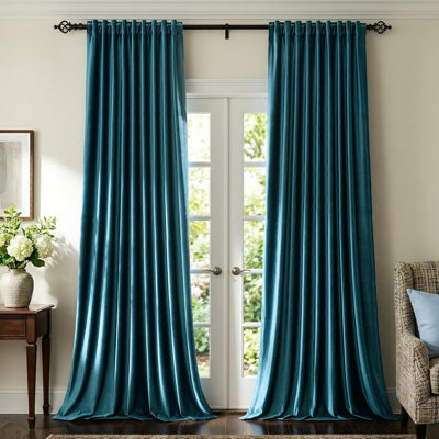 Luxury Velvet Blackout Thermal-Insulated Curtains. Room Darkening 75%-95% Rod Pocket Back Tab Drapes for Living room Bedroom (set of 2)