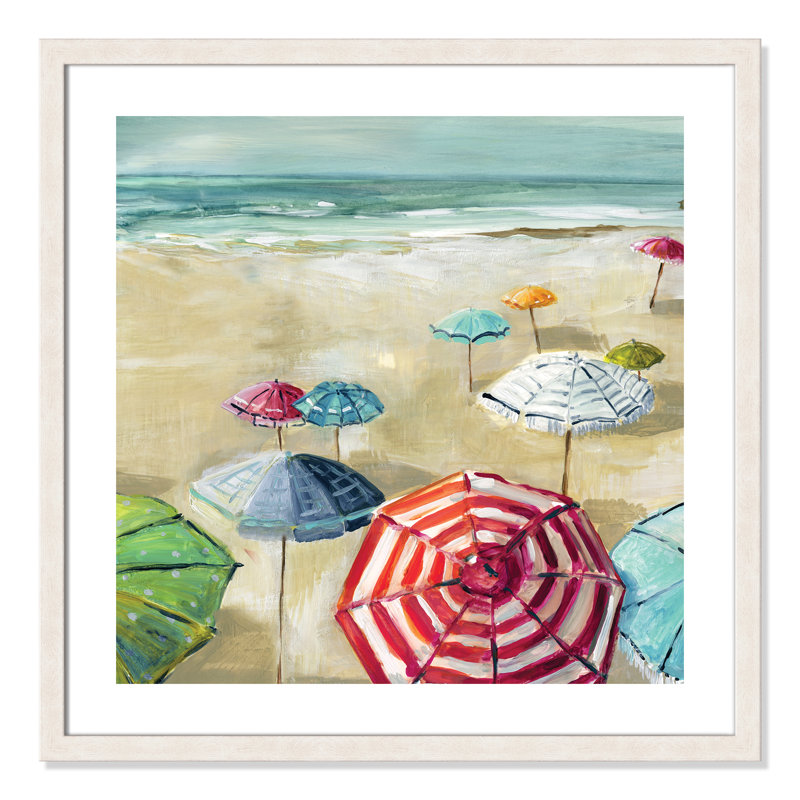 «Umbrella Beach II», reproduction encadrée, H 28 po x l 28 po x P 1,13 po