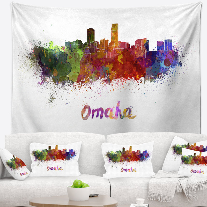 Tapisserie d'omaha skyline Cityscape, H 50 po x l 60 po