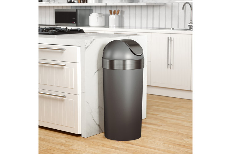 Venti Plastic Swing Top Kitchen Trash Can - 16 Gallons in dark gray