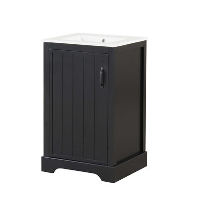 Meuble-lavabo de 20 po avec lavabo, armoire de salle de bain avec porte à fermeture douce