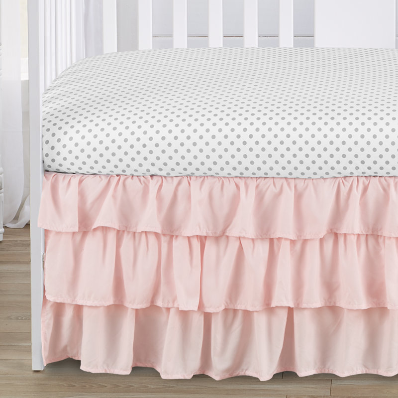 Butterfly Pink and Taupe   Floral 4 Piece Crib Bedding Set