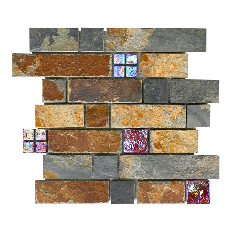 12" x 12" Slate/Glass Mosaic Sheet Wall Floor Use Tile