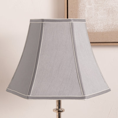 Ervine 32cm H Silk Bell Lamp Shade ( Screw On ) in Steel Grey