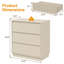Grand ensemble de 2 commodes à 3 tiroirs, table de chevet moderne pour chambre à coucher, table de chevet large avec système coulissant dissimulé, commode en bois pour le salon, vestibule, beige