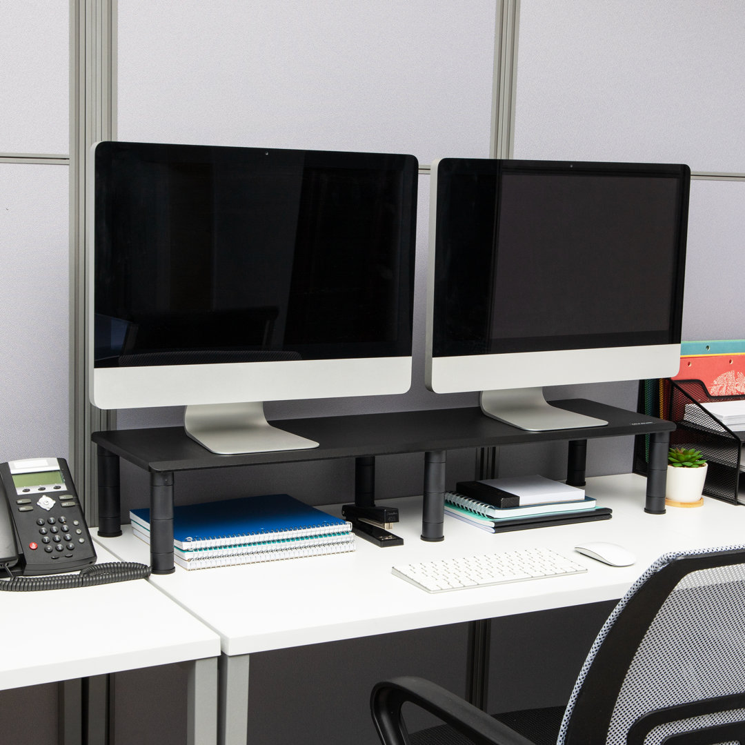  Dual Monitor Stand, Height Adjustable, Desktop Organizer, Laptop Riser, Office, 38.5"L x 11"W x 2.55-6.5"H Inbox Zero