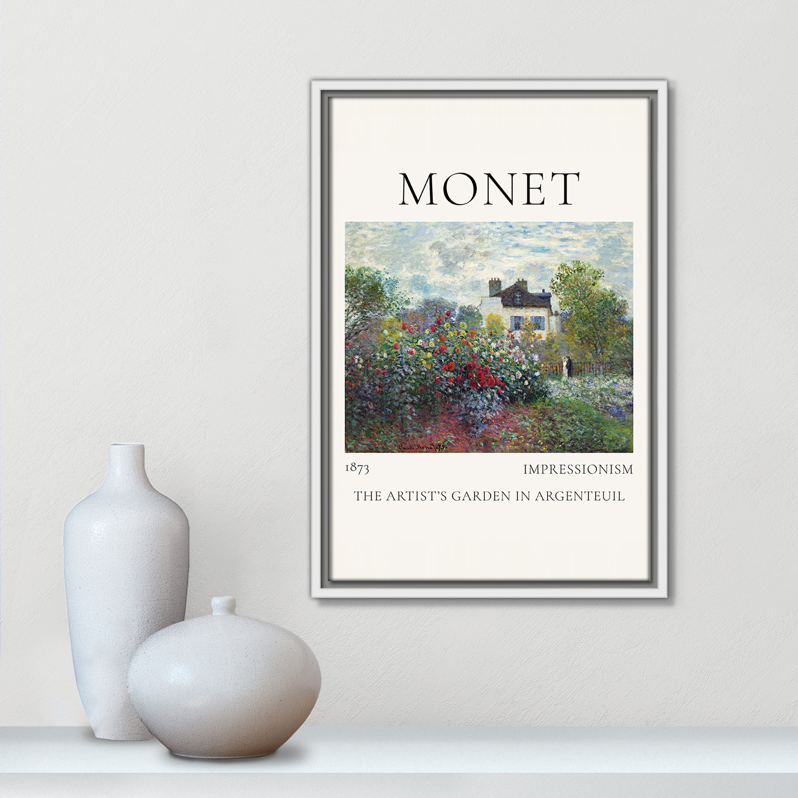 Old Masters Collection "Artists Garden in Argenteuil" Print, No, 19.5" H x 13.5" W x 2" D, White Floater Frame