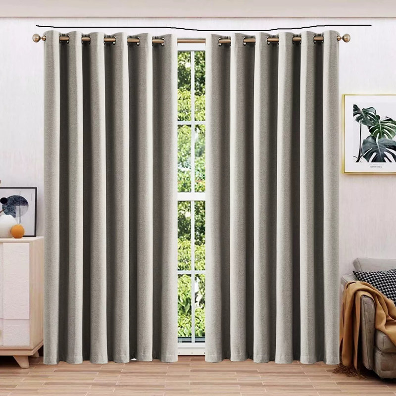 Ayhem Microfiber / Microsuede Blackout Curtain Pair, Beige/Mink, 228cm Width x 228cm Drop