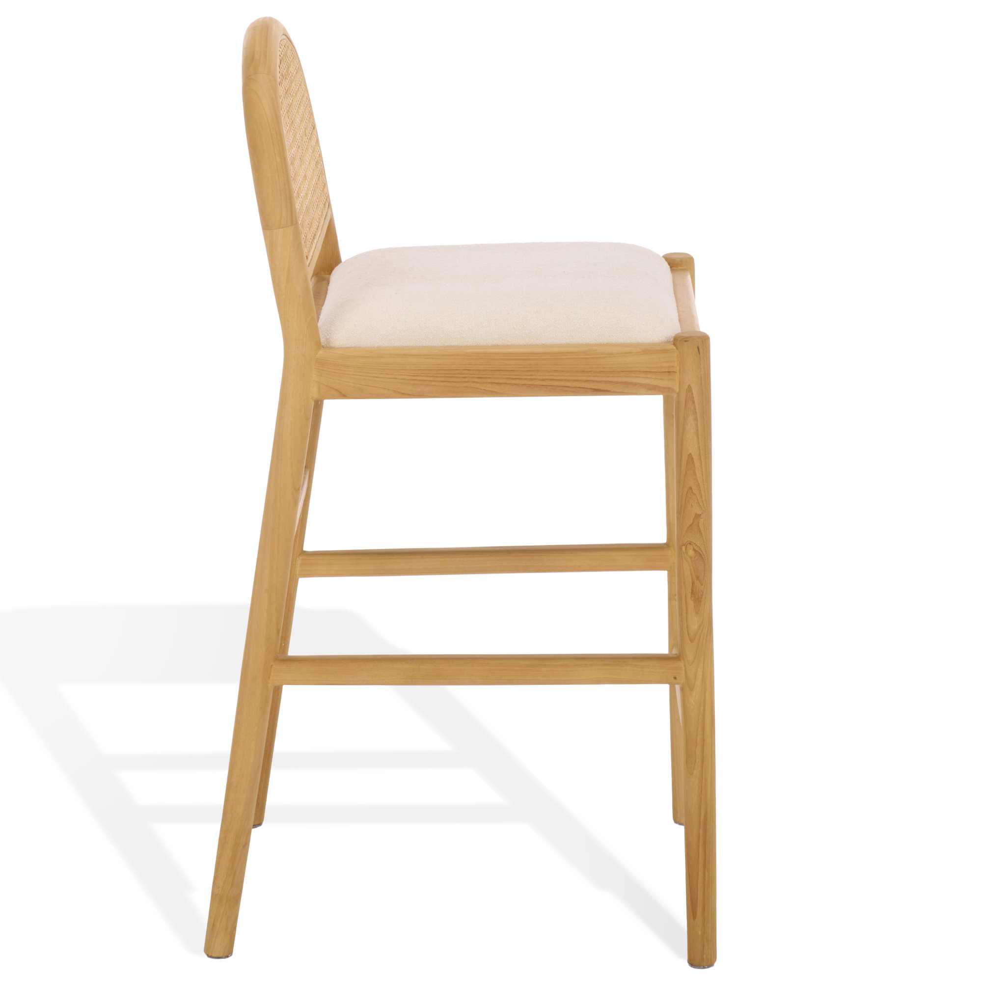 Ottavia Rattan And Leather Counter Stool, Natura/Boucle
