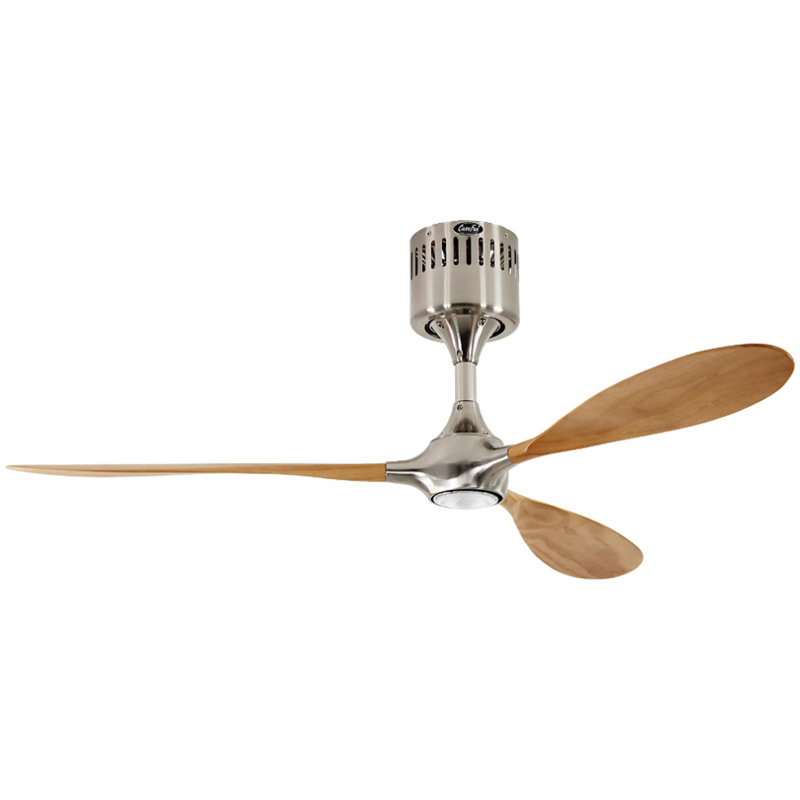 Yoselin 132cm Ceiling Fan with Light Kit, Brushed Chrome/Milled Beech