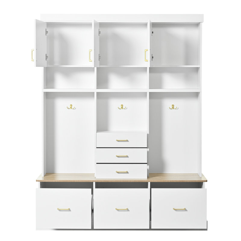 Arbre d'entrée U-Can H 75 po avec banc et rangement, Blanc