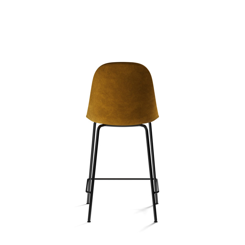 Harbour Upholstered Stool, Bar Stool (28.7" Seat Height), Dakar 0842 Black Genuine Leather