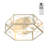 Hexagon Metal Caged Flush Mount Ceiling Fan Light With Remote