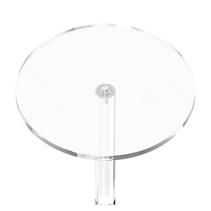 Table de boissons moderne en acrylique transparent - Table de bout ronde transparente avec poteau solide pour le salon et le bar