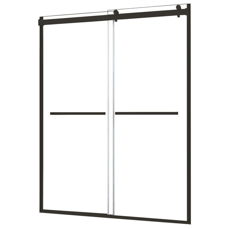 43" - 47'' W x 76'' H Double Sliding Frameless Shower Door, Matte Black