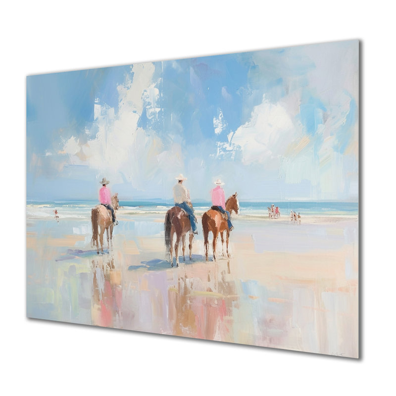Surfside Beach, Texas Cowboys à cheval - décoration murale de cow-filles, Métal métal, H 24 po x l 32 po x P 1 po