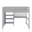 Lit mezzanine double en bois avec bureau, tablettes et tableau d'écriture