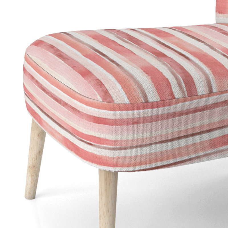 Chaise d'appoint rayée rembourrée - rose et beige Chaise d'appoint rayée rose, Chaise d'appoint sans accoudoirs