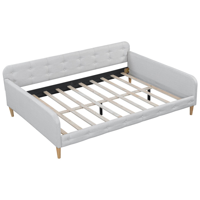 Upholstered Daybed with 4 Support Legs, Beige, Full / Double