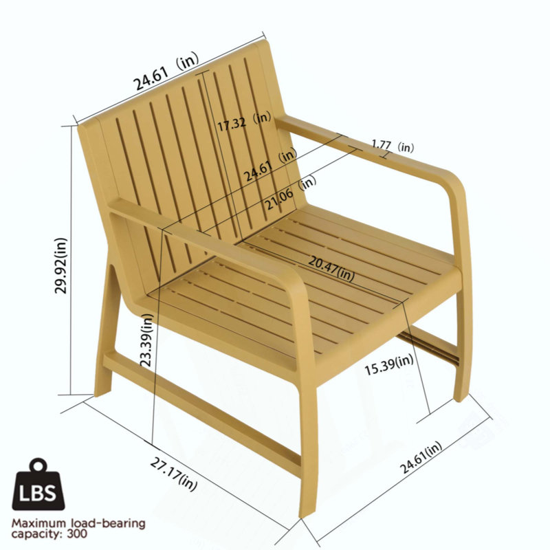 2-Piece Indoor/Outdoor Furniture Set 1 Chairs & 1 Coffee Tables Waterproof PP Material - Easy Assembly Patio Conversation Set