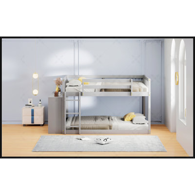 Lit superposé double avec 4 tiroirs et 3 tablettes, maximisant l'espace et le rangement pour les chambres à coucher modernes