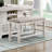 6Pc Counter Height Dining Set Antique White Finish Table With Storage Drawers Wine-Rack Shelves Bench 4X Chairs Upholstered Seat Furniture