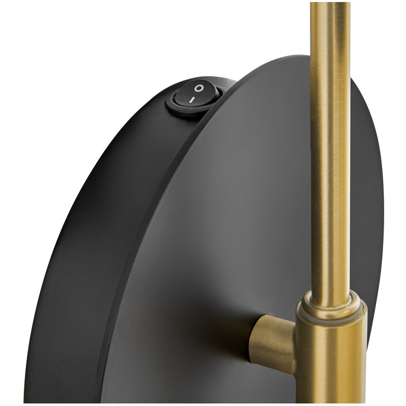 Single Light Modern Wall Sconce w/ On/Off Switch, Black/Brass, Black