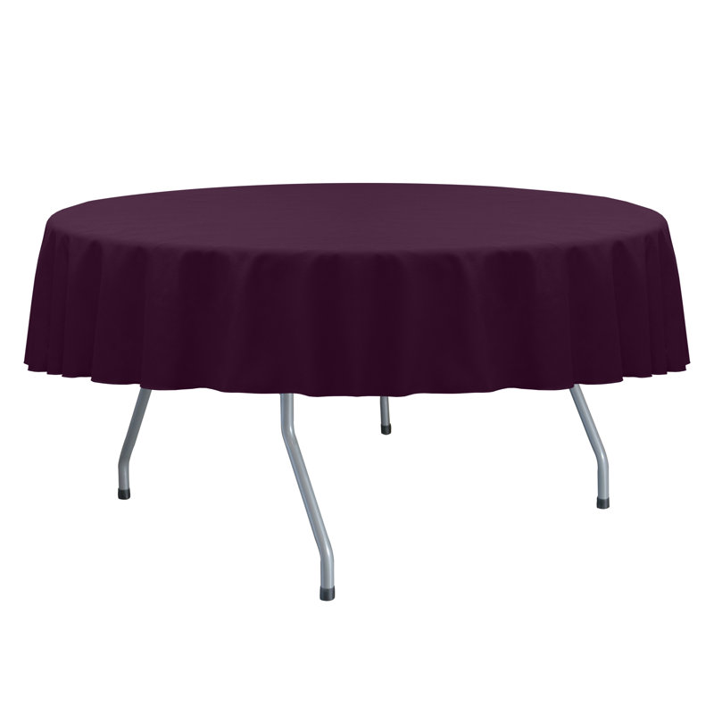 Solid Color Round Tablecloth, 10, Aubergine