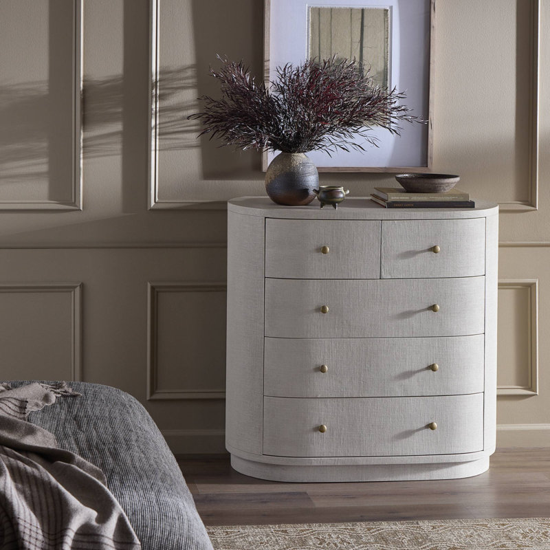 Amelia Chest-Ivory Painted Linen, Black Linen