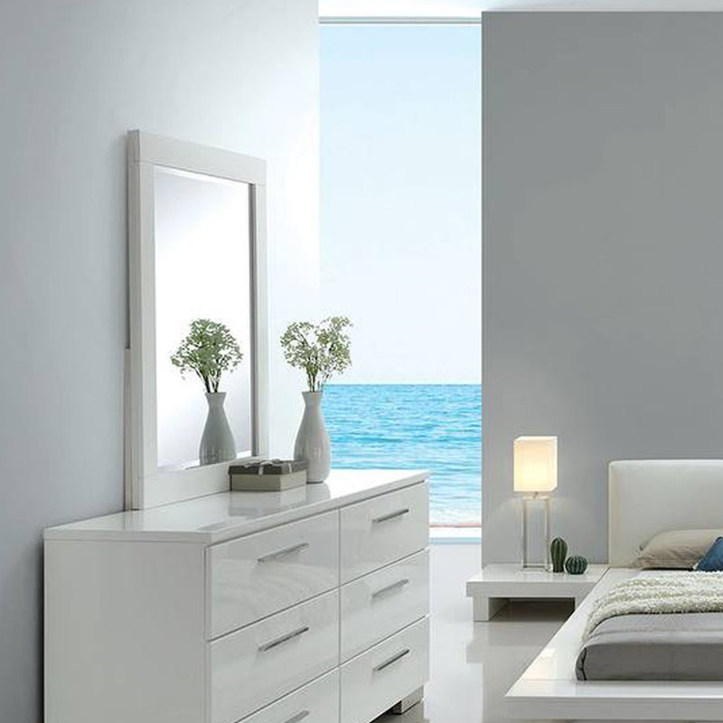 28.4"W Contemporary Mirror, White